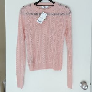 MNG Women's Sheer Cable Knit Long sleeve Top